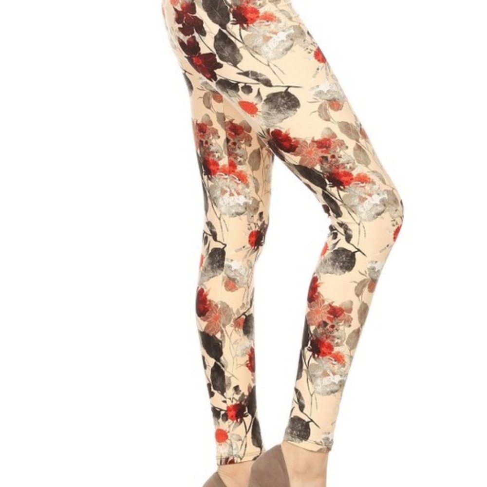 Plus size floral soft high waisted leggings - Picture 2 of 3
